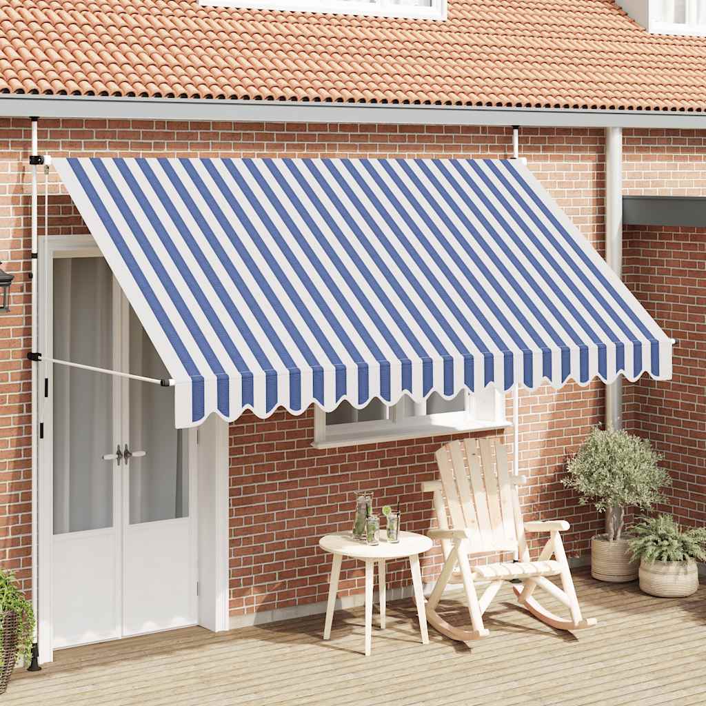Einziehbare Markise, 350 cm, Blau/Weiß