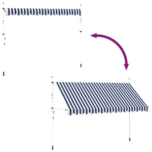 Einziehbare Markise, 400 cm, Blau/Weiß