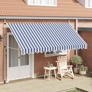 Einziehbare Markise, 400 cm, Blau/Weiß