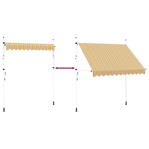 Einziehbare Markise, 250cm, Gelb/Blau