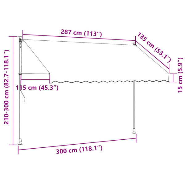 Einziehbare Markise 300 cm Gelb/Blau