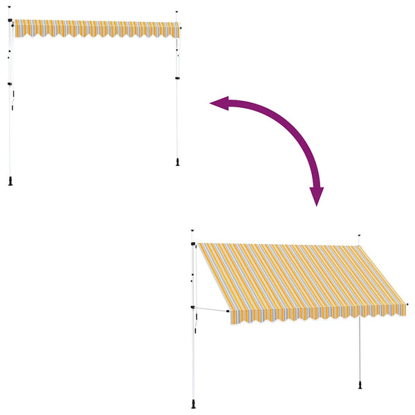 Einziehbare Markise, 350 cm, Gelb/Blau