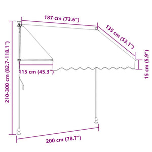 Einziehbare Markise, 200 cm, Orange/Weiß
