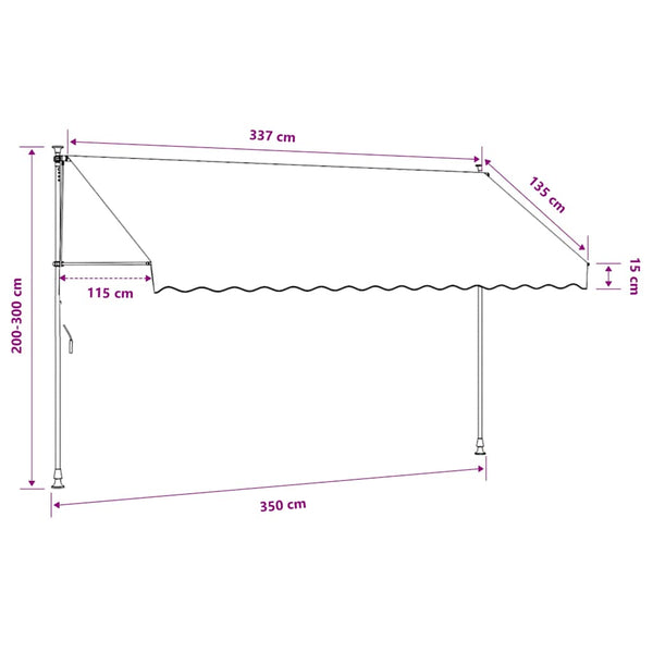 Einziehbare Markise, 350cm, Orange/Weiß