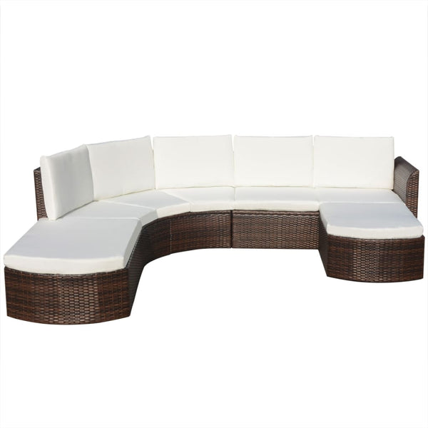 4-tlg. Garten-Lounge-Set mit Auflagen Poly Rattan Braun