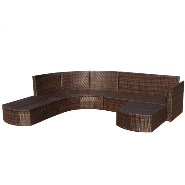 4-tlg. Garten-Lounge-Set mit Auflagen Poly Rattan Braun