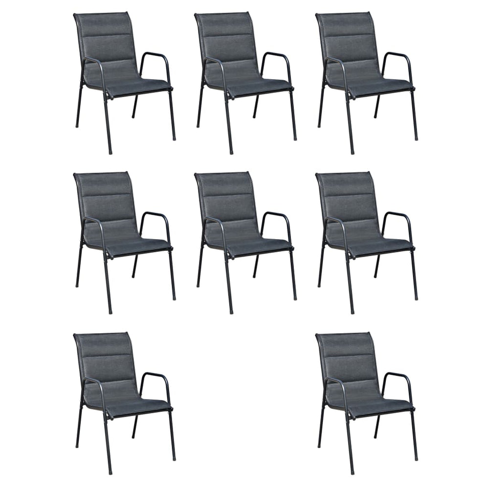 9-teilige Garten Essgruppe Schwarz Stahl