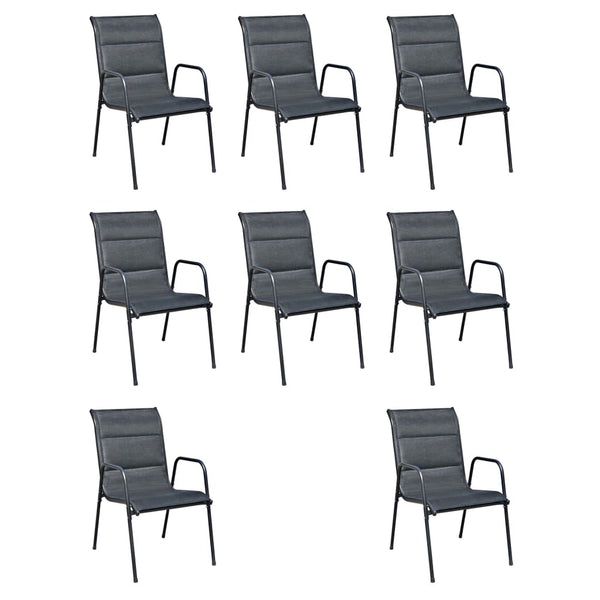 9-teilige Garten Essgruppe Schwarz Stahl