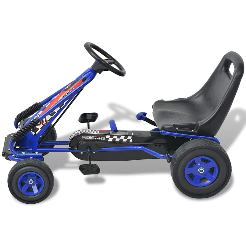 Blaues Pedal Go-Kart mit verstellbarem Sitz