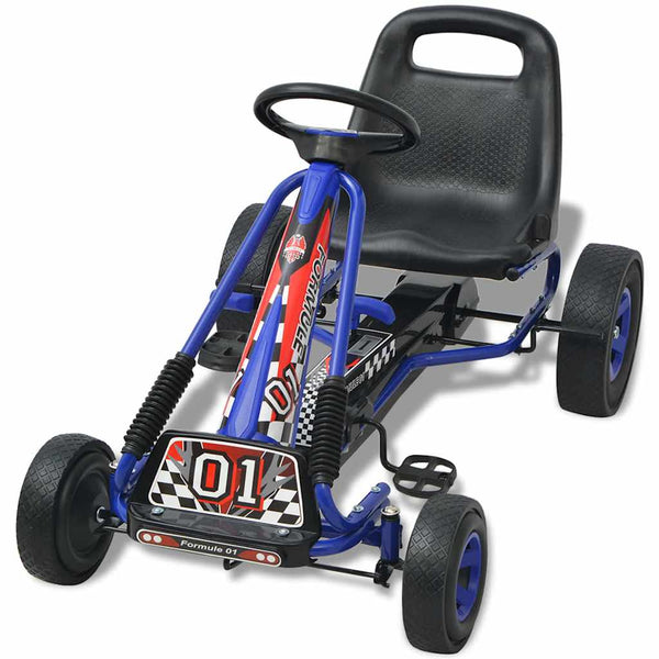 Blaues Pedal Go-Kart mit verstellbarem Sitz