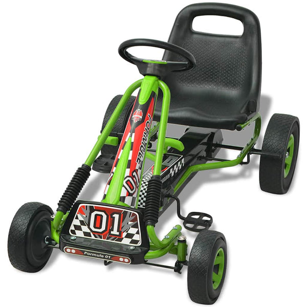 Grünes Pedal Go-Kart mit verstellbarem Sitz