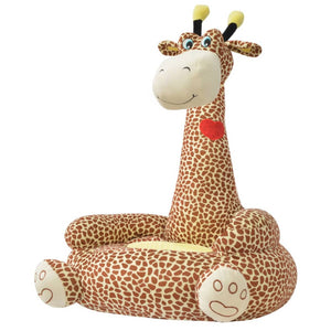 Plüsch Kindersessel Giraffe Braun