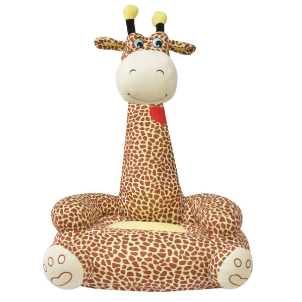 Plüsch Kindersessel Giraffe Braun