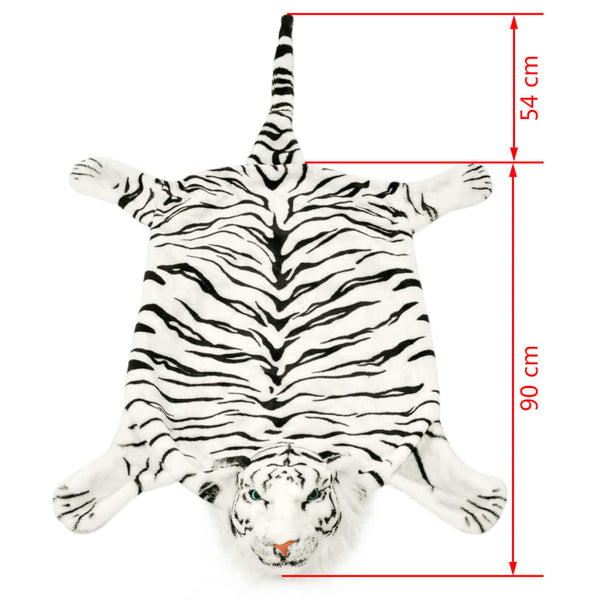 Weißer Tigerfell Teppich Plüsch, 144 cm