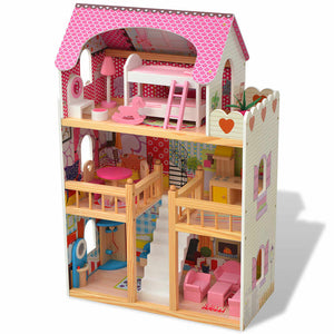 3-stöckiges Holz Puppenhaus 60x30x90cm