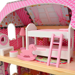 3-stöckiges Holz Puppenhaus 60x30x90cm