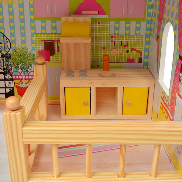 3-stöckiges Holz Puppenhaus 60x30x90cm