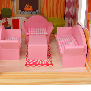 3-stöckiges Holz Puppenhaus 60x30x90cm