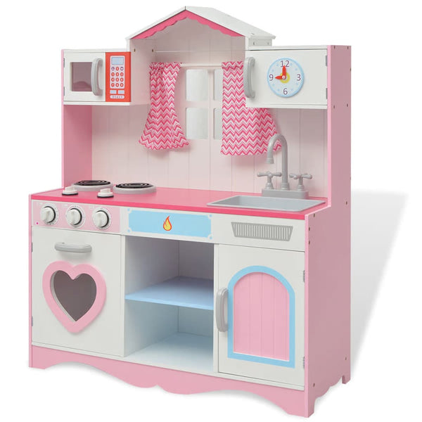 Spielzeugküche Holz Rosa/Weiß 82x30x100cm
