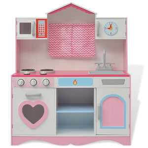 Spielzeugküche Holz Rosa/Weiß 82x30x100cm