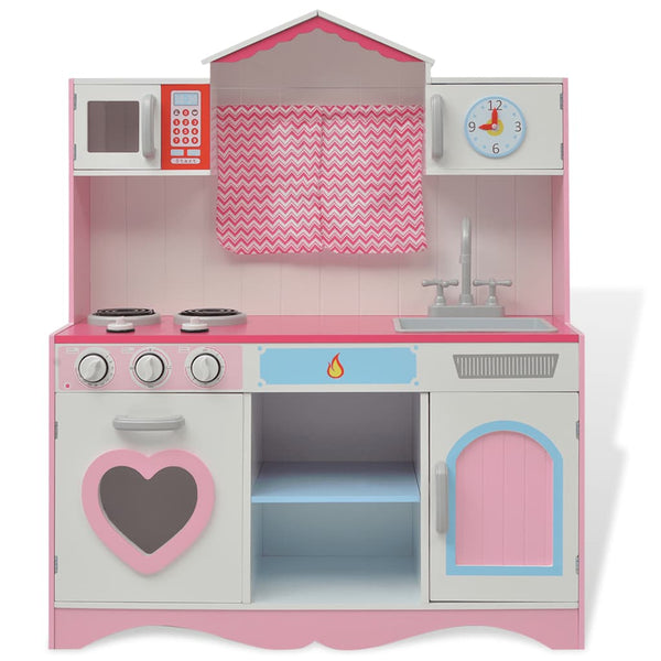 Spielzeugküche Holz Rosa/Weiß 82x30x100cm