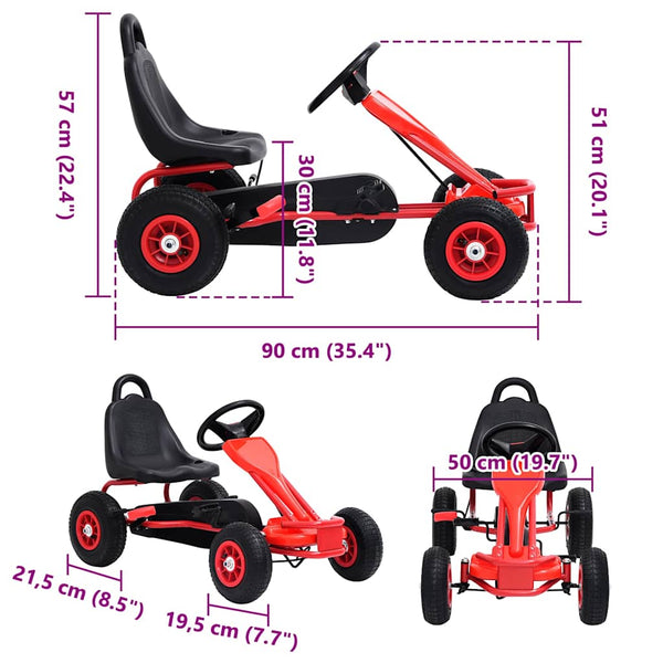 Pedal Go-Kart mit Luftreifen - Rot