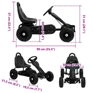 Pedal Go-Kart Schwarz mit Luftreifen
