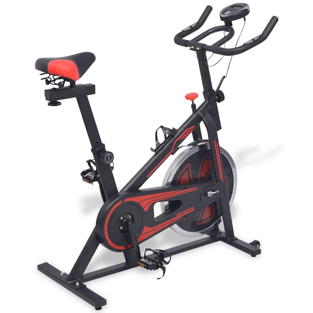 vidaXL Exercise Bike with Heart Rate Monitor Black and Red