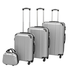 Silbernes 4-teiliges Hartschalen-Trolley-Set