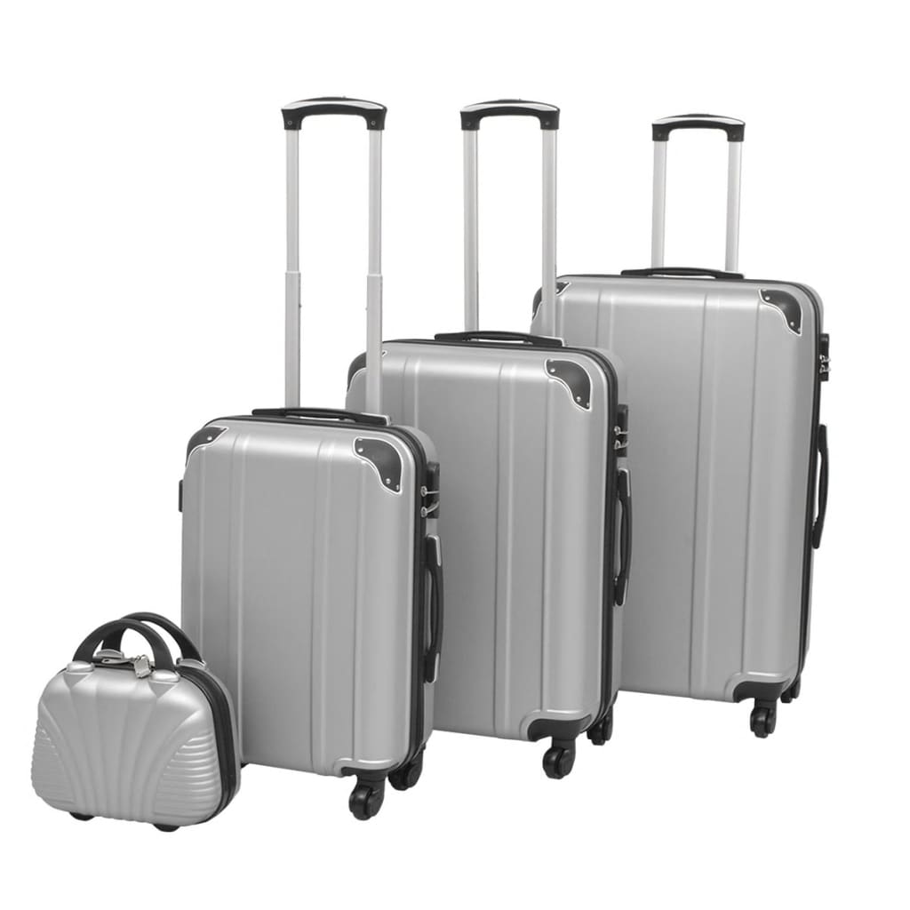 Silbernes 4-teiliges Hartschalen-Trolley-Set