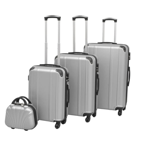 Silbernes 4-teiliges Hartschalen-Trolley-Set