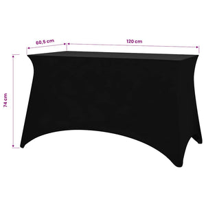 Stretch-Tischhusse 2 Stk. 120 x 60,5 x 74 cm Schwarz