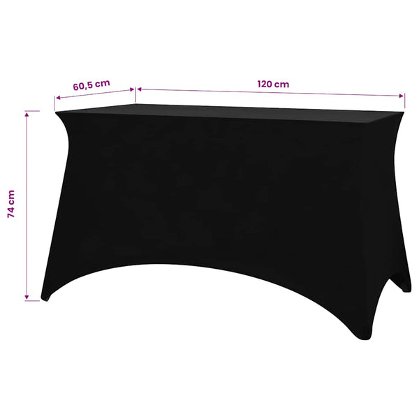 Stretch-Tischhusse 2 Stk. 120 x 60,5 x 74 cm Schwarz