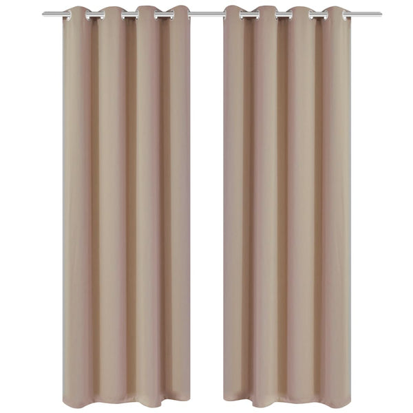 Verdunkelungsvorhänge 2 Stk. mit Metallösen 135 x 175 cm Creme