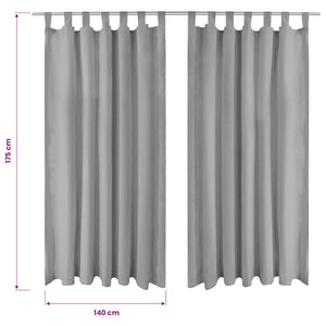 Vorhänge aus Mikro-Satin 2 Stk. mit Schlaufen 140×175 cm Grau