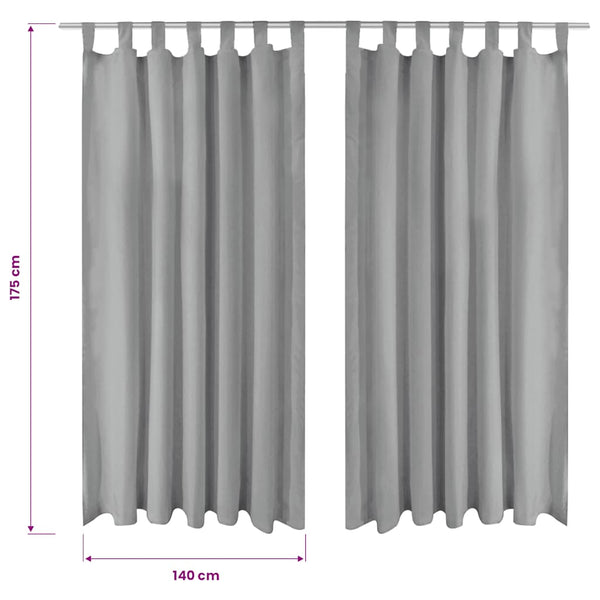 Vorhänge aus Mikro-Satin 2 Stk. mit Schlaufen 140×175 cm Grau