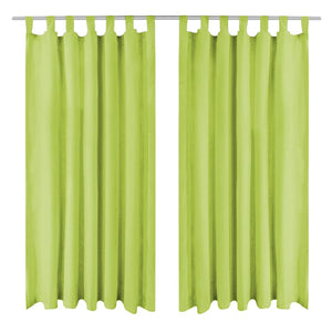 Vorhänge Mikro-Satin 2 Stk. mit Schlaufen 140 x 175 cm Grün