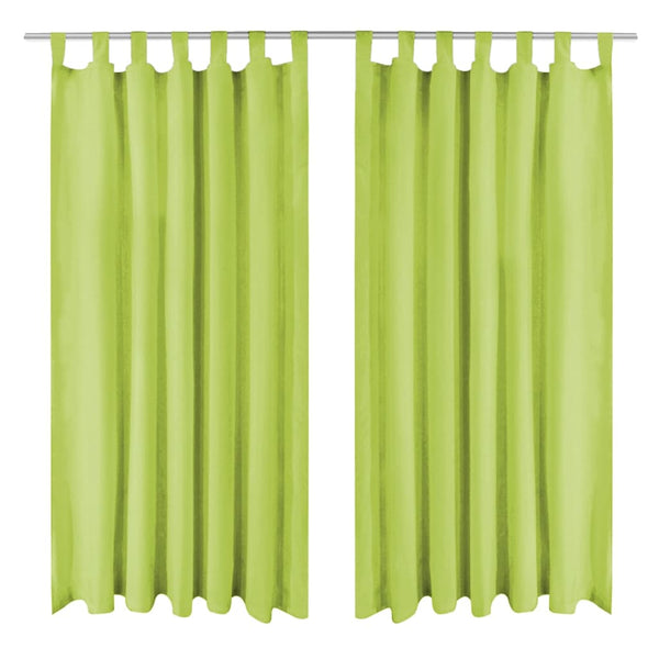 Vorhänge Mikro-Satin 2 Stk. mit Schlaufen 140 x 175 cm Grün