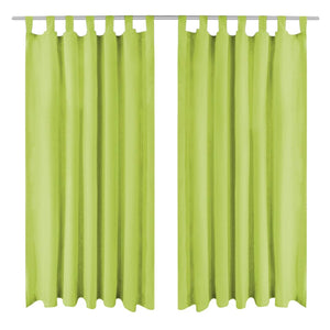 Vorhänge Mikro-Satin 2 Stk. mit Schlaufen 140×225 cm Grün