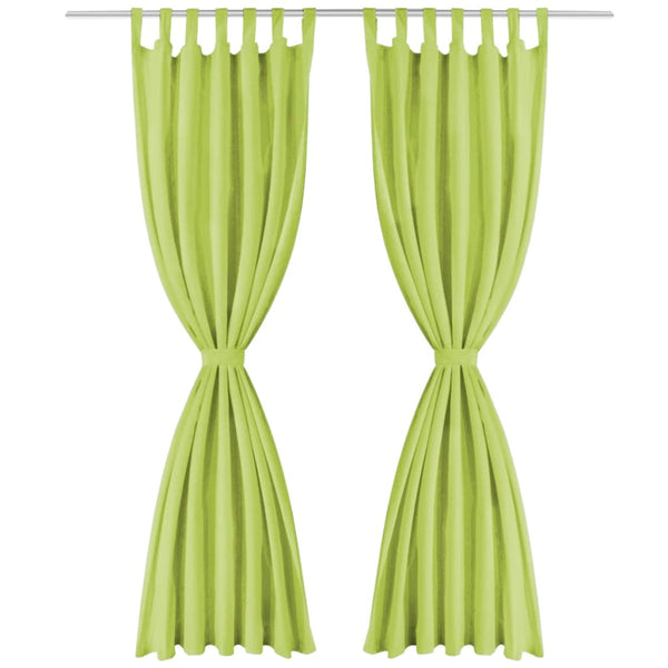 Vorhänge Mikro-Satin 2 Stk. mit Schlaufen 140×225 cm Grün