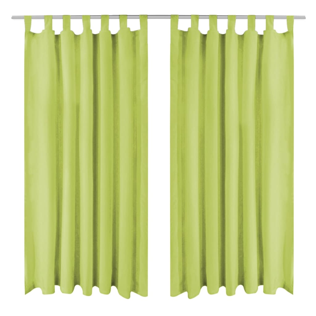 Vorhänge Mikro-Satin 2 Stk. mit Schlaufen 140×245 cm Grün
