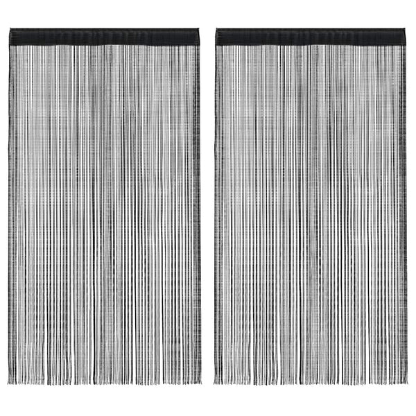 Fadenvorhänge 2 Stk. 100 x 250 cm Schwarz