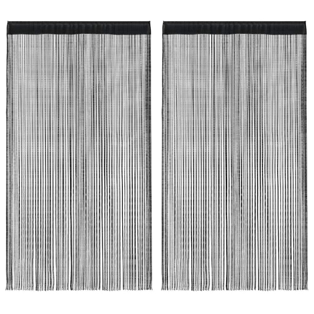 Fadenvorhänge 2 Stk. 140 x 250 cm Schwarz