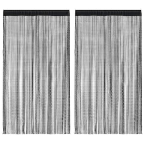Fadenvorhänge 2 Stk. 140 x 250 cm Schwarz