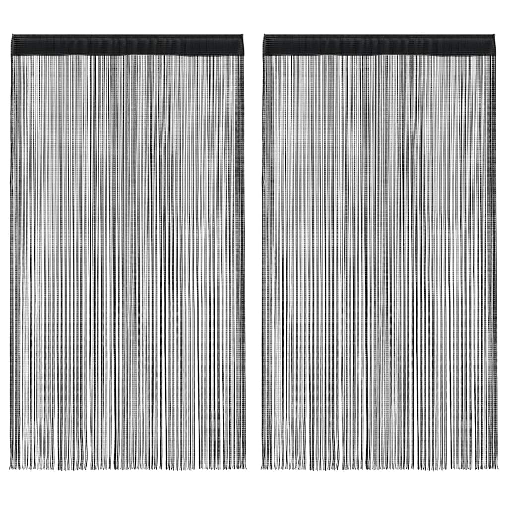 Fadenvorhänge 2 Stk. 140 x 250 cm Schwarz