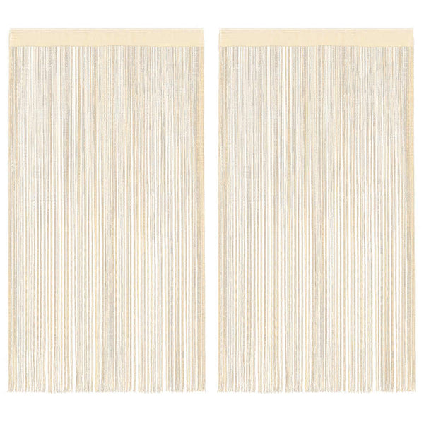 Fadenvorhänge 2 Stk. 140 x 250 cm Cremefarben