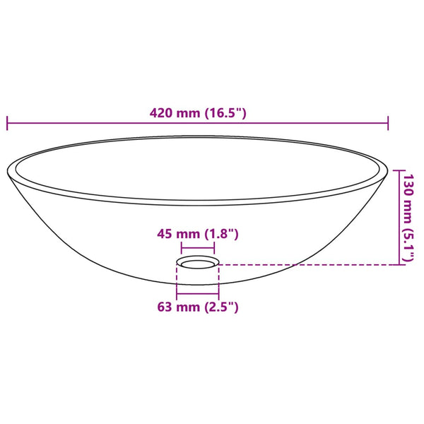 Waschbecken Hartglas 42 cm schwarz
