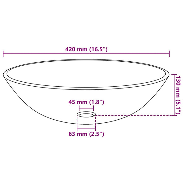 Waschbecken Hartglas 42 cm braun
