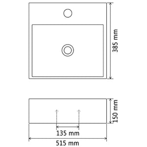 Waschbecken mit Hahnloch Keramik Weiß 51,5x38,5x15 cm