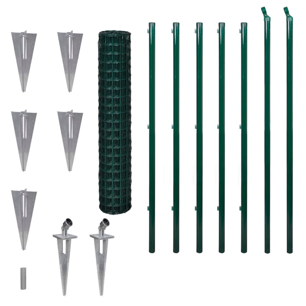 vidaXL European Fence Steel 10 x 1.7 m Green